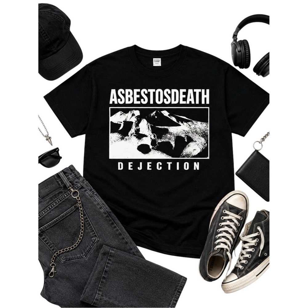 Asbestosdeath Dejection Doom Metal Graphic Band T Shirt Men's XL Black Rare EUC